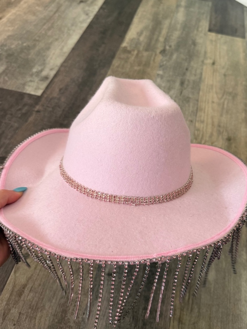 Pink Cowboy Hat with Sequin Tassels